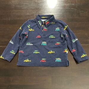 Little Sleepies - Long Sleeve Polo - Christmas Tree Cars